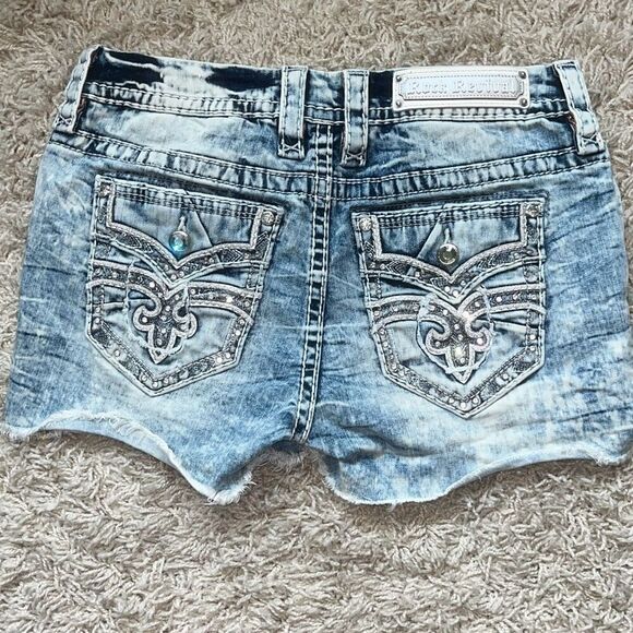 Rock Revival Jean Shorts Fay Mid-rise Short Jeweled Bling Size 29